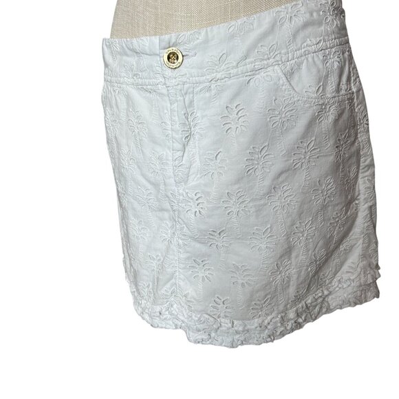 Lilly Pulitzer Womens White Floral Embroidered Mini Skirt Size 8 - Picture 2 of 8
